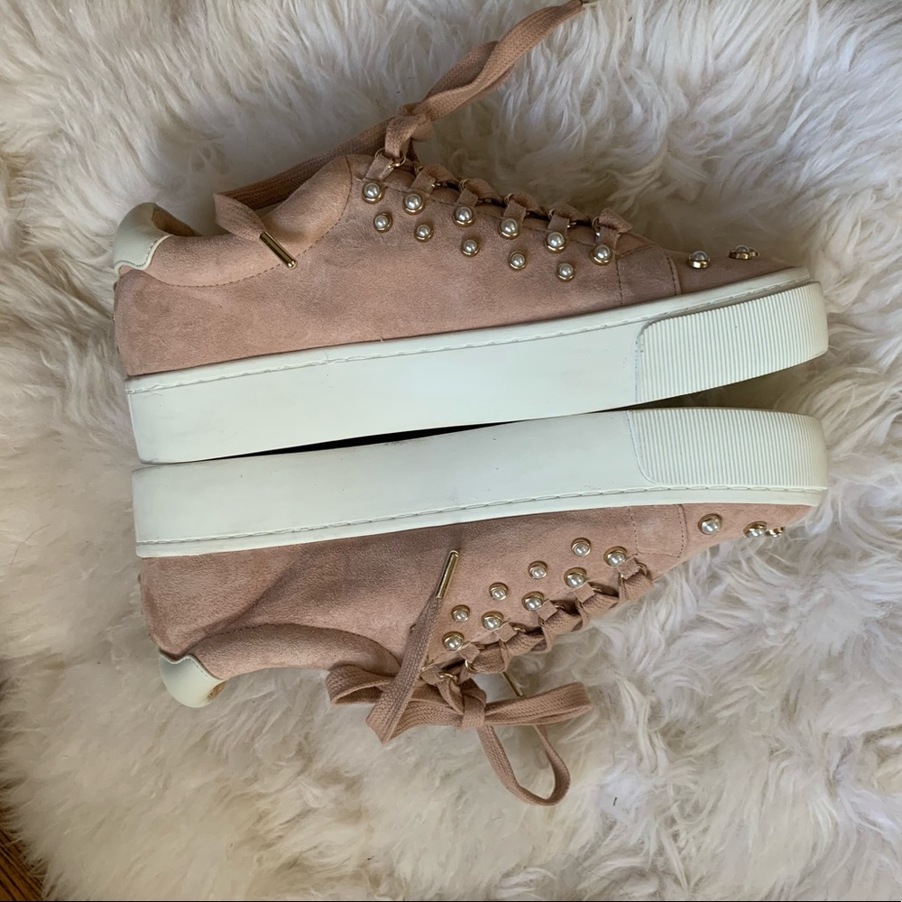 New JOIE Handan Suede Pearl Pink Platform Sneaker - Picture 7 of 9